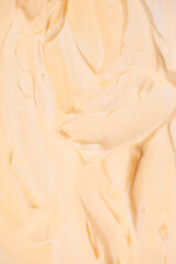 White whipped cream texture. Top view.