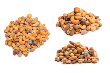  A group of almonds, pistachios, walnuts, macadamia, cashews.