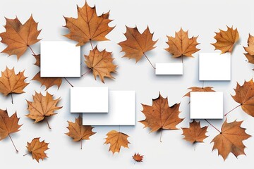  a poster of red leaves in the shape of a maple leaf; with autumn background patterns and white space around it, background,