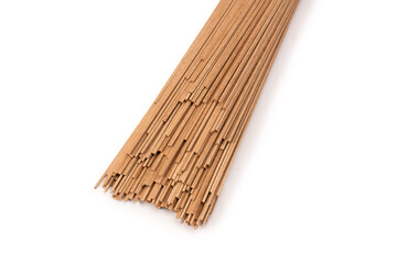 Buckwheat noodles isolated on a white background.