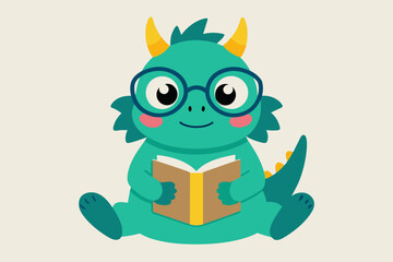 adorable cubby dairy chinese loong with glasses