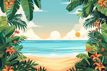 Naklejka premium Summer Background illustration created with Generative AI