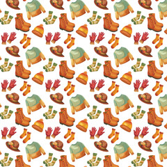 Colorful autumn clothes and shoes pattern