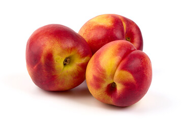 Sweet juicy apricots, ripe nectarines, isolated on white background.