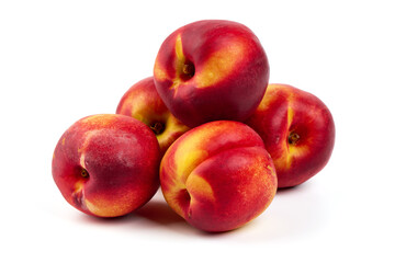 Sweet juicy apricots, ripe nectarines, isolated on white background.