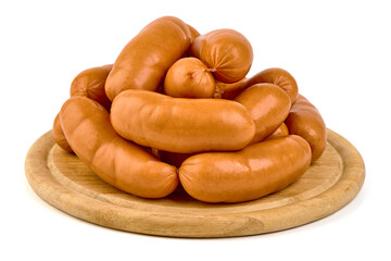 Boiled pork sausages, isolated on white background. High resolution image.