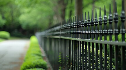 Wrought iron fencing around a house