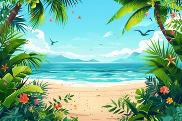 Fototapeta premium Summer Background illustration created with Generative AI