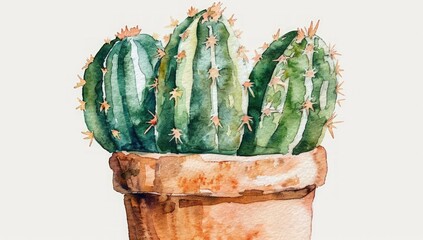 A painting of a cactus in a pot. Generate AI image
