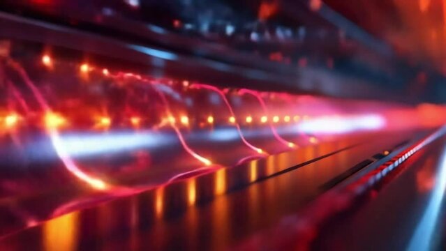 Quantum Computing performing calculations, side view, quantum bits