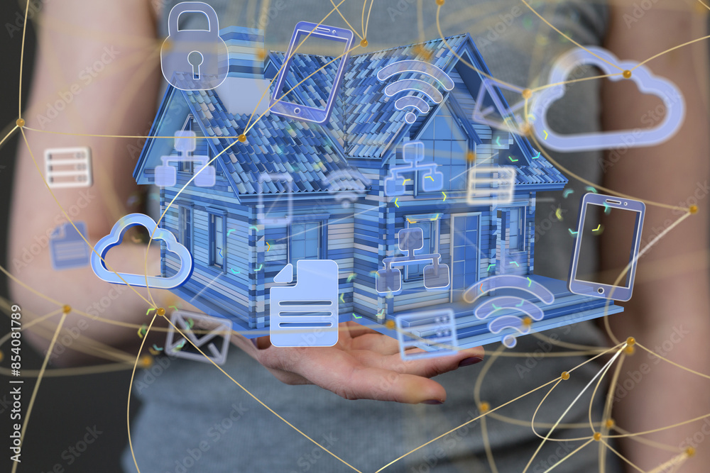 Poster house. data big data visualization background.abstract technology