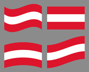 Obraz premium Set of Austrian flag icons. Collection of isolated Austrian flags, vector illustration.