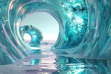 Fantasy Coloturquoise Bright Entertaining Hole 4k uhd 3d rendering vj loop