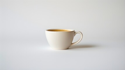 White Ceramic Coffee Cup Foam Minimalist Design Isolated Background