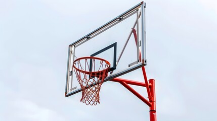 Naklejka premium Outdoor Basketball Hoop Sky Clear Day Backboard Net Rim