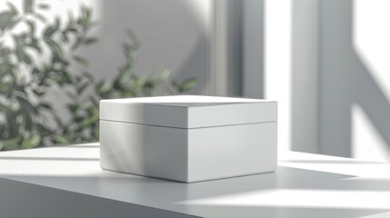 Fototapeta premium A white box sitting on top of a table