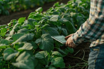 A person standing outdoors, holding a tablet device