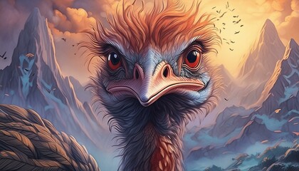 Fototapeta premium A portrait of a funny ostrich 