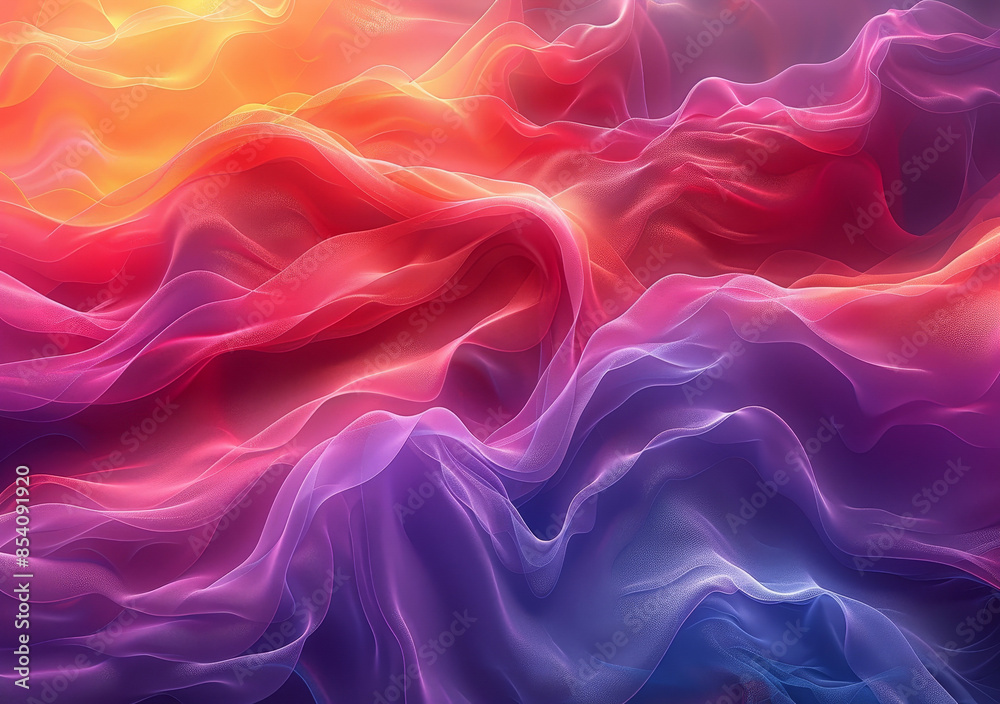 Poster vibrant spectrum waves in abstract vector art - colorful gradient background with flowing lines and 