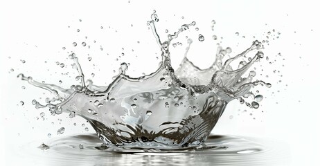 Crystal Clear Water Splash on White Background Captured in High Resolution Photography