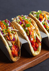 Chicken tacos mix is a flavorful combination of seasoned chicken, fresh vegetables, and various toppings wrapped in a soft or crispy tortilla