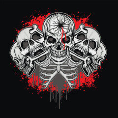 Gothic sign with skull, grunge vintage design t shirts
