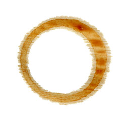 Coffee cup stain isolated on white, top view