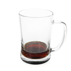 Almost empty mug of beer isolated on white