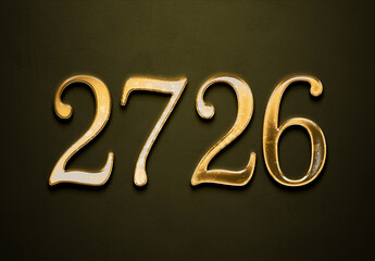 Old gold effect of 2726 number with 3D glossy style Mockup.	