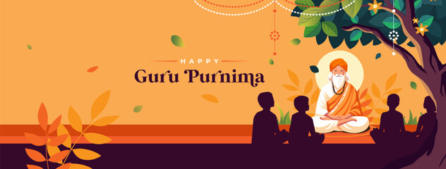 Happy Guru Purnima Vector Social Media Cover Banner Background Template Design Illustration