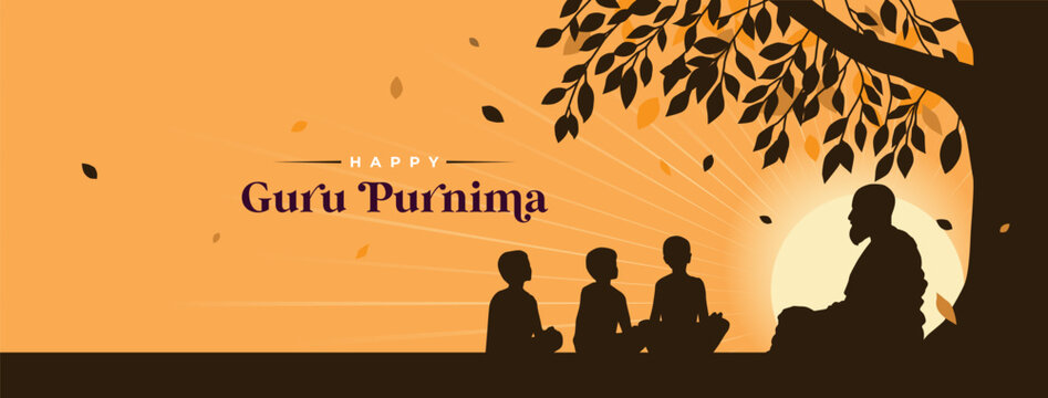 Happy Guru Purnima Vector Social Media Cover Banner Background Template Design Illustration