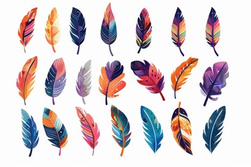 Fototapeta premium Feather icon, animal feathers isolated, doodle sketched plume symbol, elegant soft plume sign