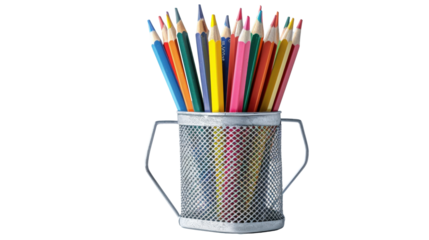 A Colorful Array of Pencils in a Wire Holder