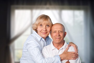 Fototapeta premium Hug, relax happy old senior couple
