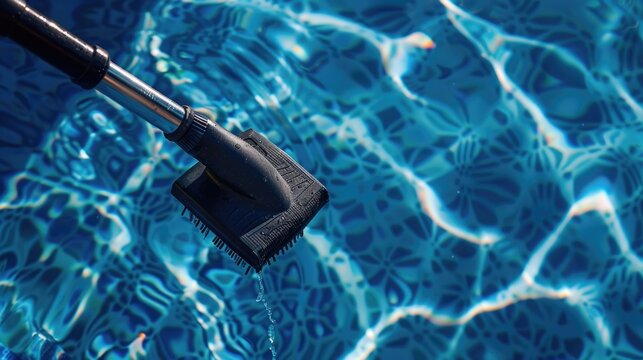 A pool with a cleaning brush inside