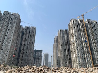 city skyscrapers construction with background sky