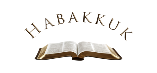 Book of Habakkuk. Open bible with the name of the book of the bible above it. Perfect for any religious project. Transparent background PNG. Christian bible study unique concept.