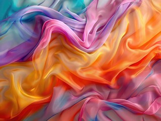 Obraz premium Abstract compositions of silk fabric, capturing the smooth and flowing nature with vibrant colors