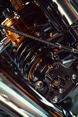 Fototapeta premium A detailed view of a motorcycle engine's internal components
