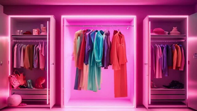A holographic closet door slides open to reveal a personalized outfit recommendation