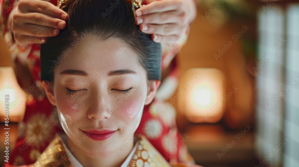 Wall mural relaxing facial massage at a beauty salon generative ai