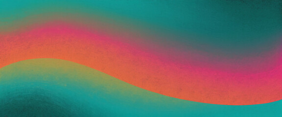 Obraz premium Orange teal green pink abstract grainy gradient background noise texture effect summer poster design 