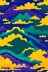 Fototapeta premium A collection of backgrounds with cloud patterns in a modern style. These vibrant and richly colored designs create unique and eye-catching compositions. Perfect for adding text and creating stylish vi
