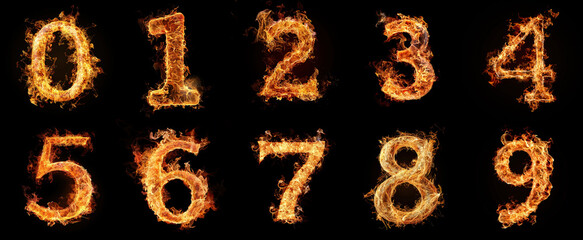 Numbers made with fire birthday balloons
