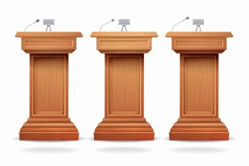 Speech stand icon, podium and microphone in conference room, speaker tribune, lecture stand