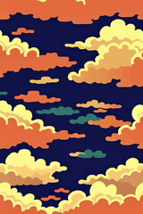 A collection of backgrounds with cloud patterns in a modern style. These vibrant and richly colored designs create unique and eye-catching compositions. Perfect for adding text and creating stylish vi