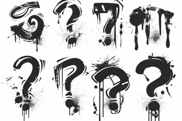 Question mark icon, quiz symbol, interrogation sign, simple rebus silhouette, questions emblem, faq set