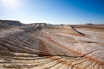 Kyzylkup rock strata landscape, Mangystau desert, Kazakhstan