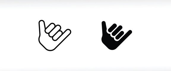 Call Me Hand gesture icon emoji Human Gesture Greeting Shaka making hang loose line and flat icons set, editable stroke isolated on white, linear vector outline illustration, symbol logo design style
