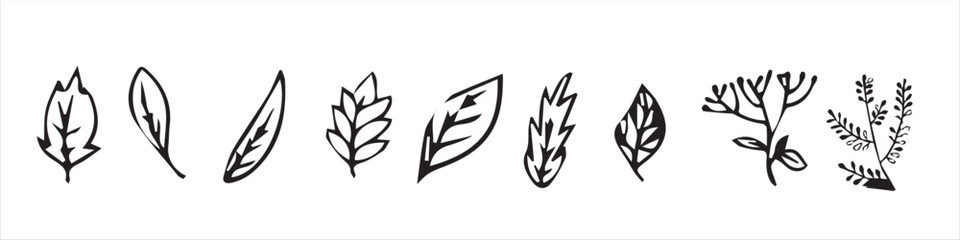  leaf stencils, color gradient, element, bright sticker, design with graphic symbols of the logo, the ability to change color and size
